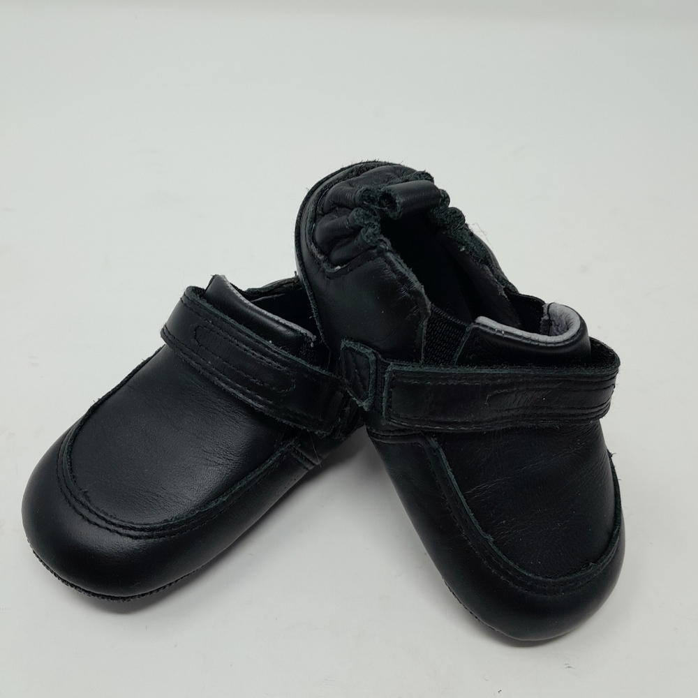 Robeez Robby Black Baby Boys Leather Crib Shoes Size 3